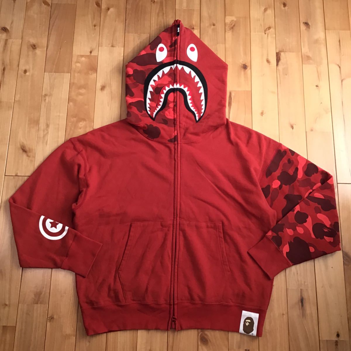 Giant shark full zip hoodie Lサイズ a bathing ape BAPE Red camo シャーク パーカー エイプ ベイプ アベイシングエイプ 迷彩 z3_画像1