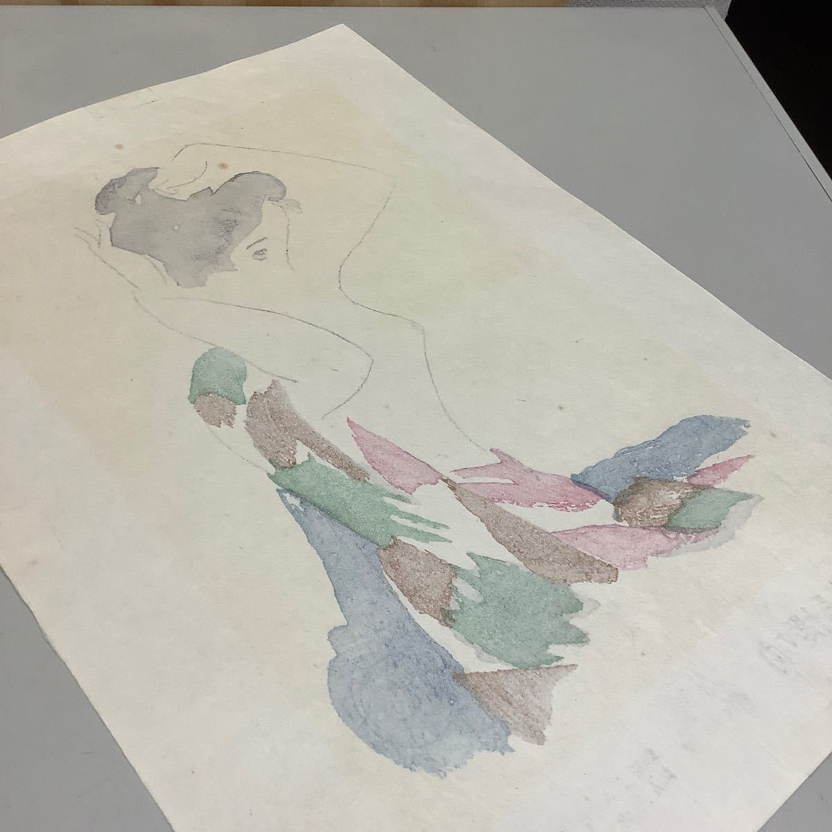 (18) 夢二名作版画十題の内 恋のほそみち 58/200 彫摺 松永安生 港屋版 木版画 現状品 _画像8