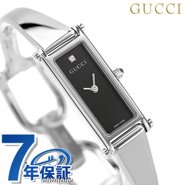 グッチ バングル 時計 レディース GUCCI 腕時計 ブランド 1500 1Pダイヤ ブラック YA015555 記念品 プレゼント ギフト_画像1