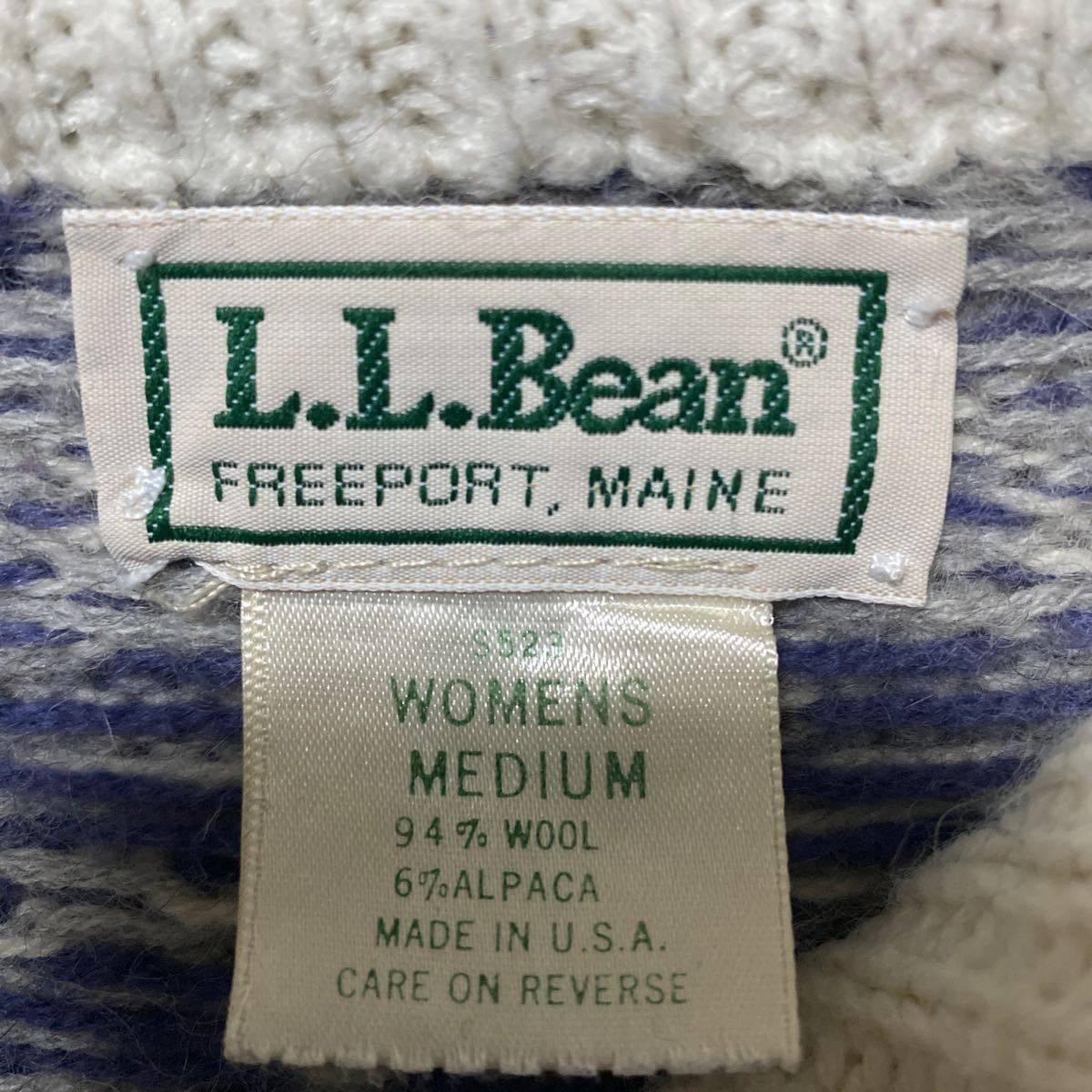 USA製 80s 90s llbean エルエルビーン アルパカ ウール ニット セーター ジャケット ノルディック柄 ビンテージ ヴィンテージ 激レア 名作_画像2