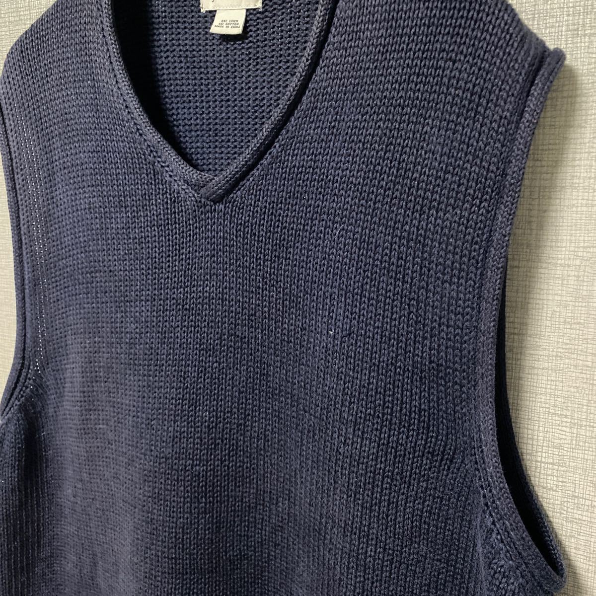 90s ジェイクルー jcrew USA ビンテージ ヴィンテージ コットン リネン ニット セーター ベスト アメリカ 古着 レア 名作 オールド 希少_画像4