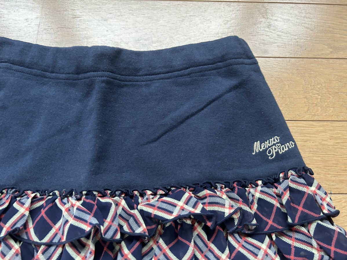  cleaning settled 160cm Mezzo Piano frill check pattern skirt navy 