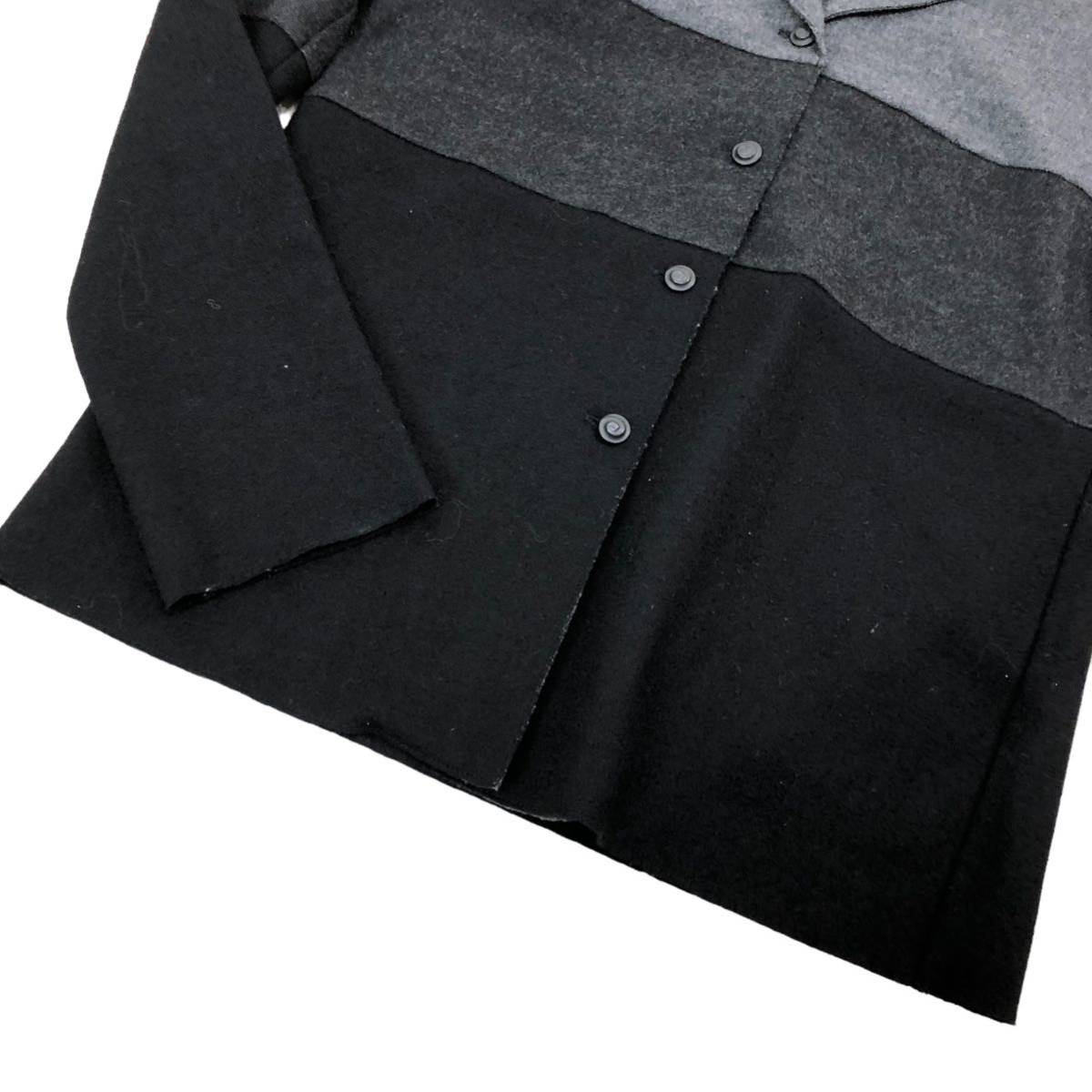 S156 Jocomomola ホコモモラ ジャケット 上着 羽織り トップス 長袖 毛100% レディース 40 ブラック 黒 グレー_画像3