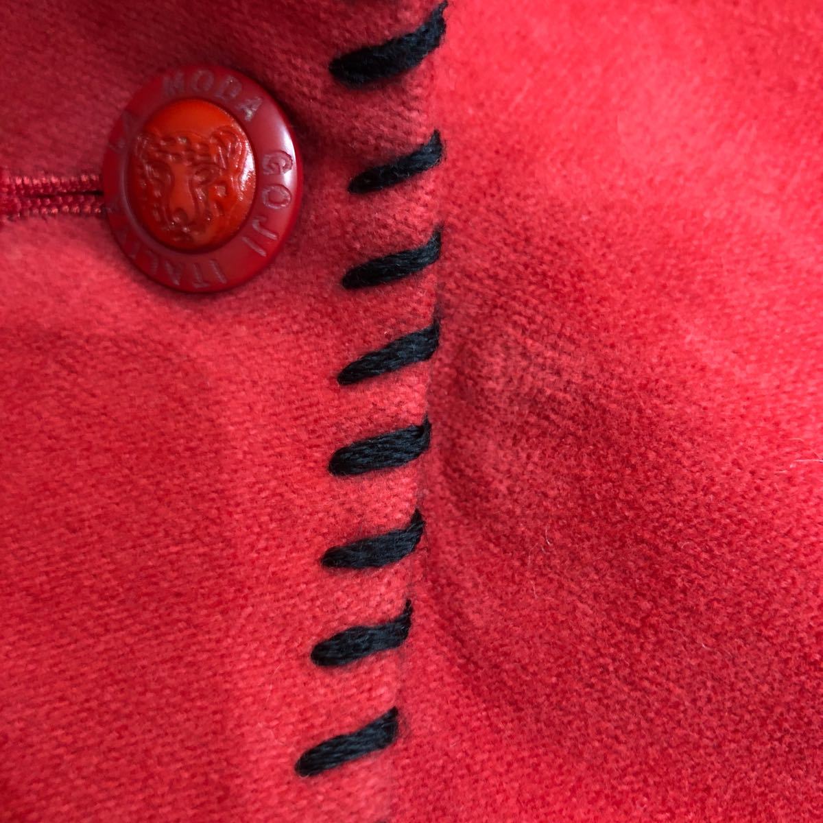 NB176 日本製 伊太利屋 イタリヤ テーラードジャケット デザイン ジャケット アウター 上着 羽織り 長袖 レッド 赤 レディース 9_画像9