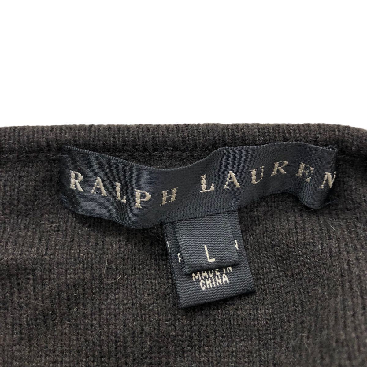 B338 RALPH LAUREN Ralph Lauren knitted One-piece dress long skirt wool dark brown lady's L