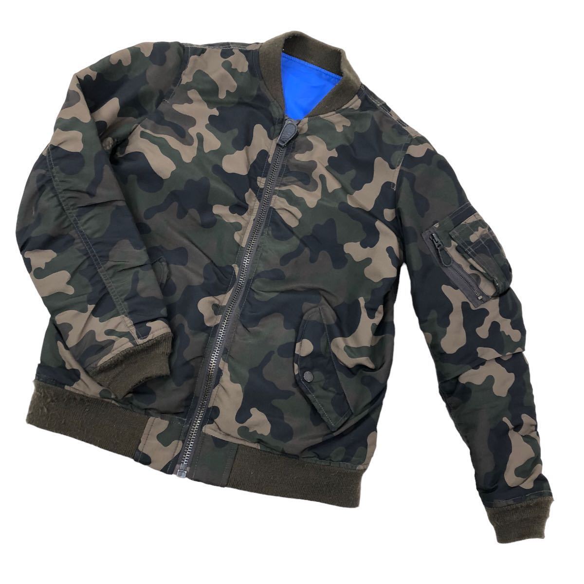 S159 AVIREX Avirex MA-1 reversible 2way jacket blouson outer jumper outer garment lady's M camouflage camouflage blue 