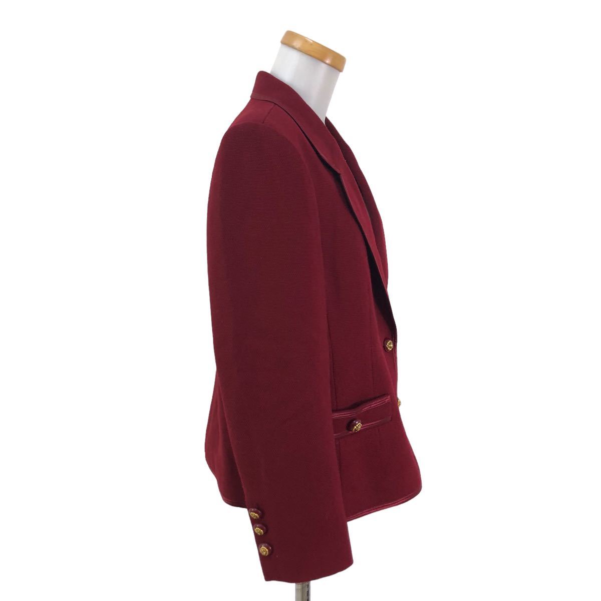 B341 大きいサイズ Leilian レリアン テーラードジャケット ウール ジャケット アウター 上着 羽織り 長袖 ワインレッド レディース 13+の画像5