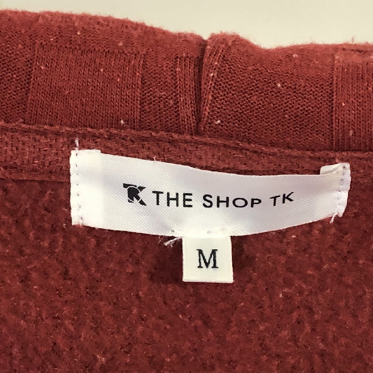 THE SHOP TK 中古 フード付き ジップアップパーカー M 赤_画像6