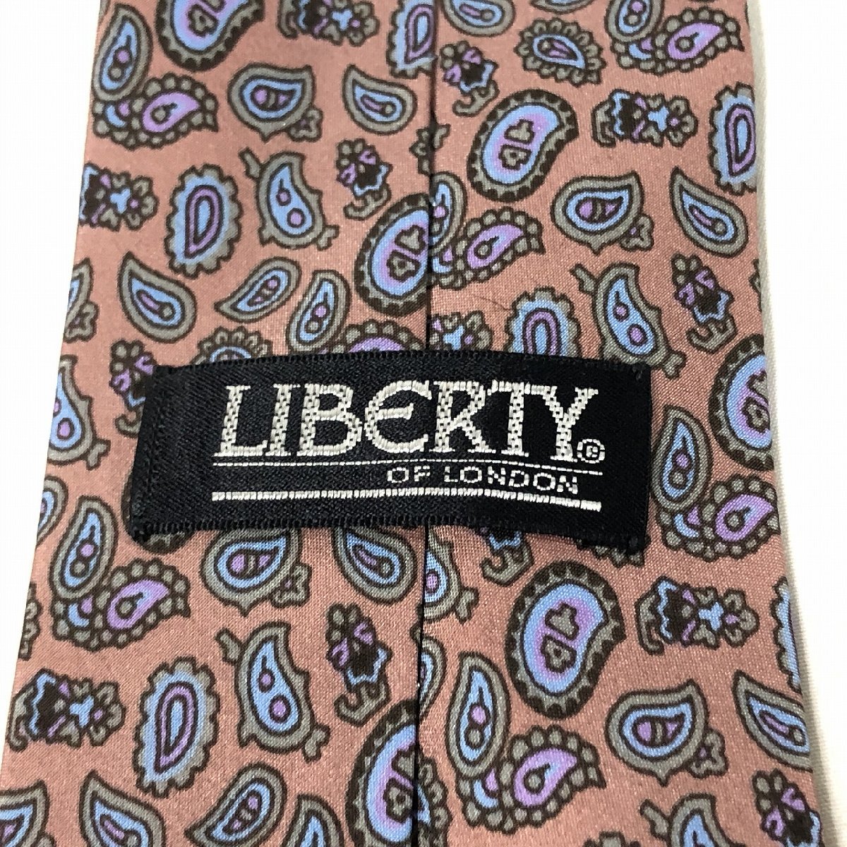 LIBERTY OF LONDON メンズ ペイズリー柄 ネクタイ ダークピンク 青 未使用 送料185円_画像4