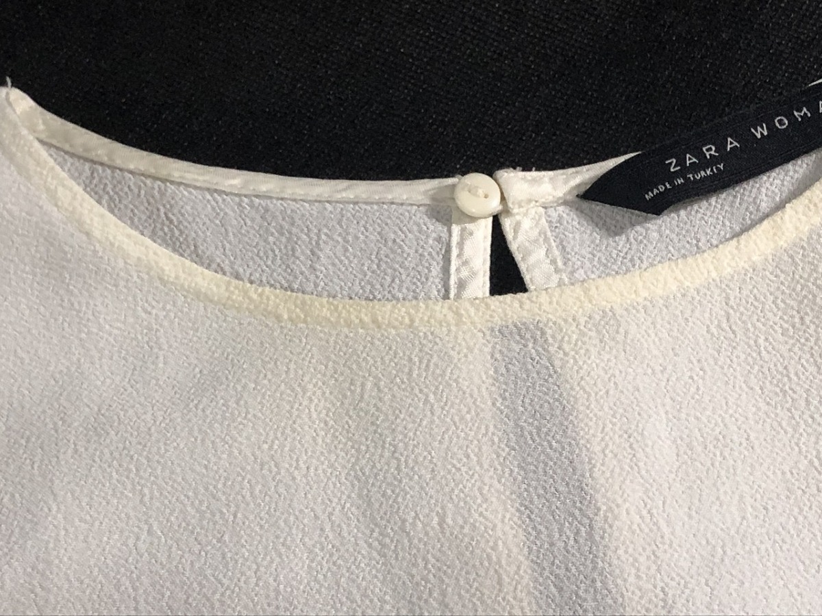 ZARA　WOMAN ザラウーマン 半袖　シフォンチュニック XS 白 中古_画像5