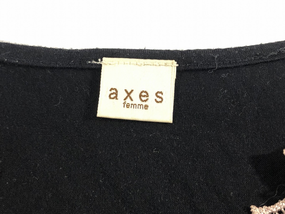 Axes femme アクシーズファム 長袖 レース切替えカットソー M 黒 美品_画像4