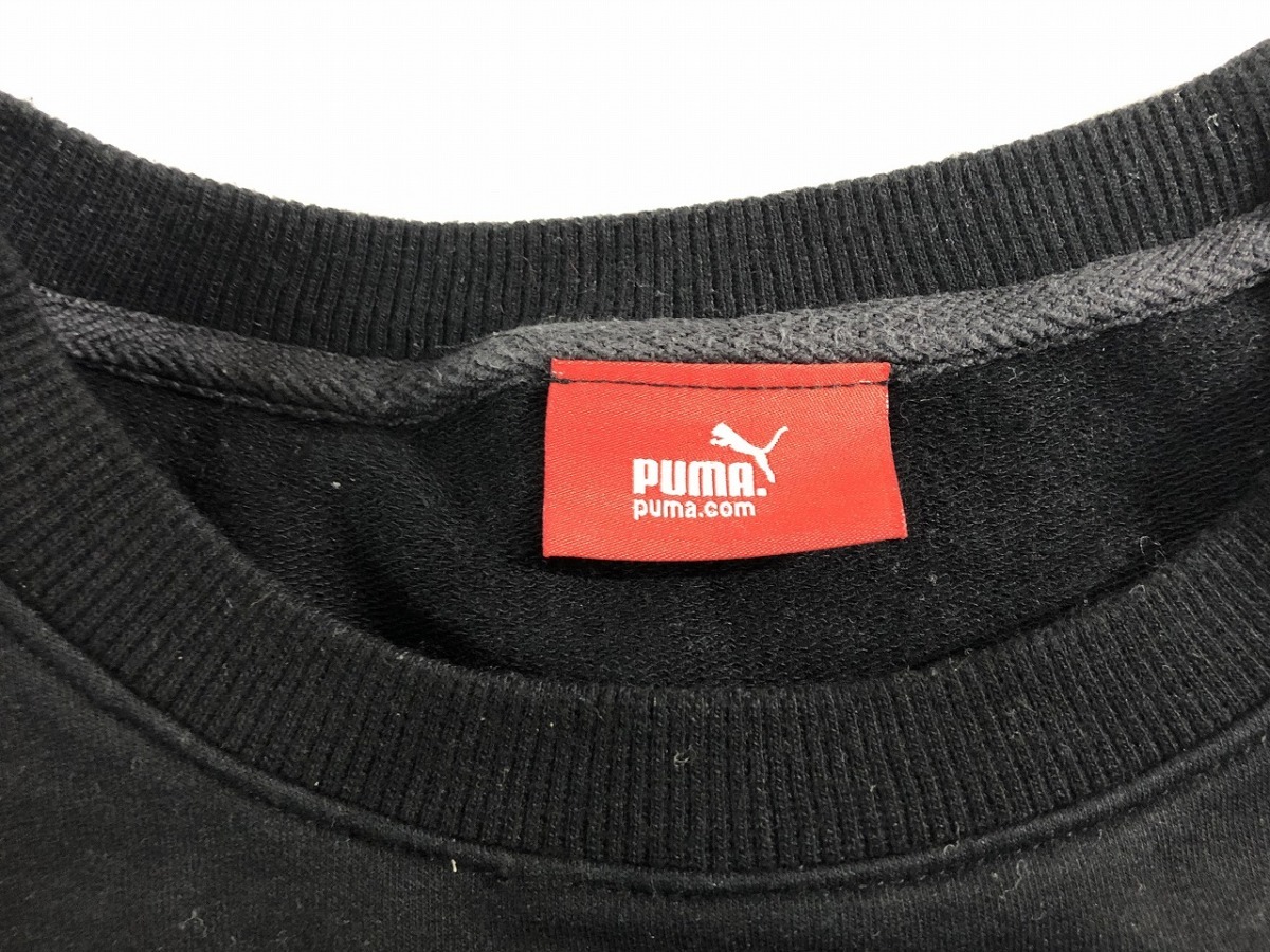 美品 プーマ PUMA 長袖カットソー L 黒 コットン素材 ロゴ入り クルーネック レディース_画像4