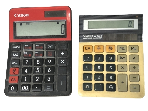  Canon Canon calculator 2 point set!! solar power used postage 185 jpy 