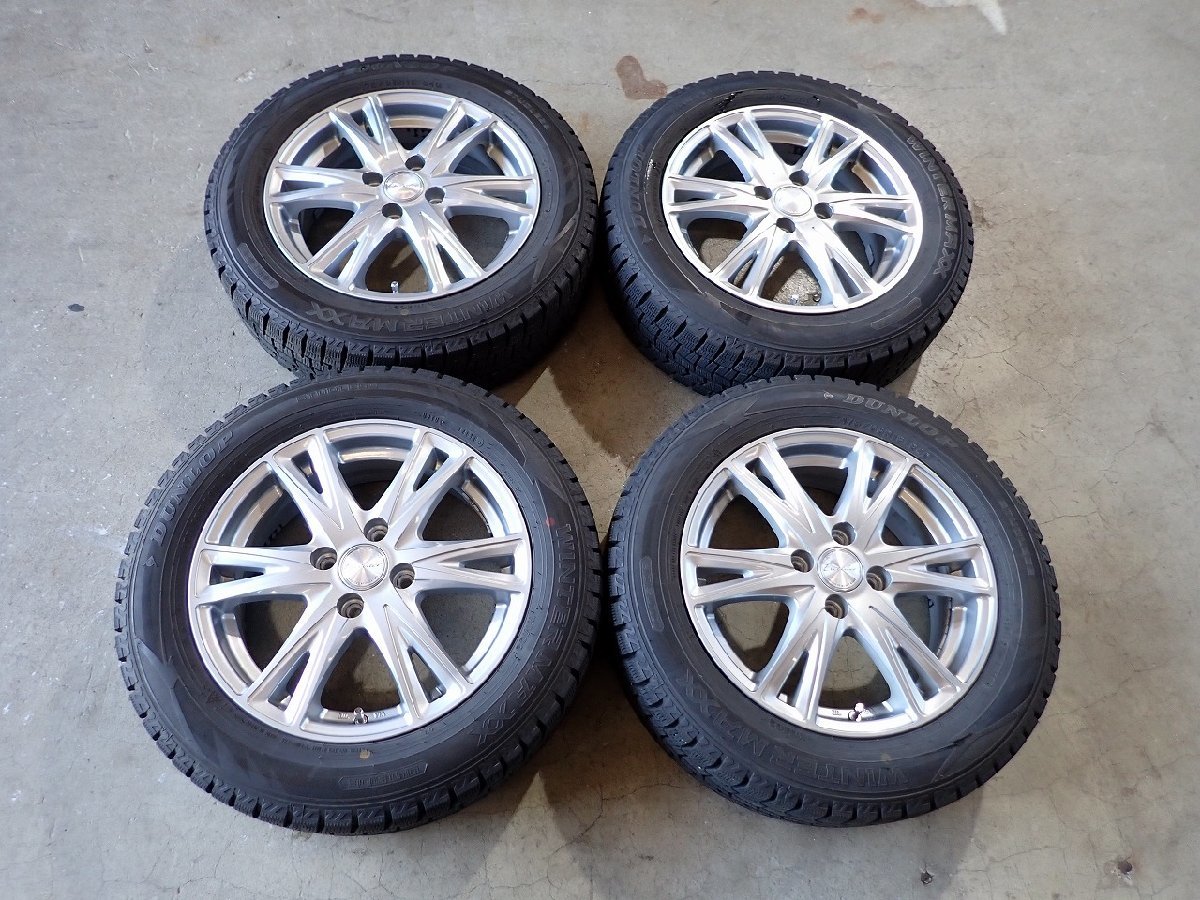 YS3186【送料無料175/65R15】アクア スイフト フィット等 ダンロップ 中古スタッドレス ▼15×5.5J 100/4H ET43▼1円スタート_画像1