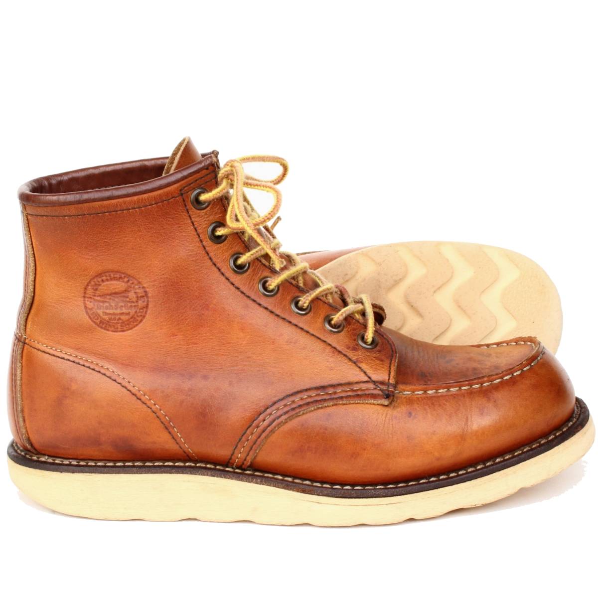 (31583)97年製REDWING875レッドウィング7E約25cm (犬刻印サイド刻印 旧犬タグ ヴィンテージ90年代モックトゥ薄茶オロイジナル セッター)_画像2