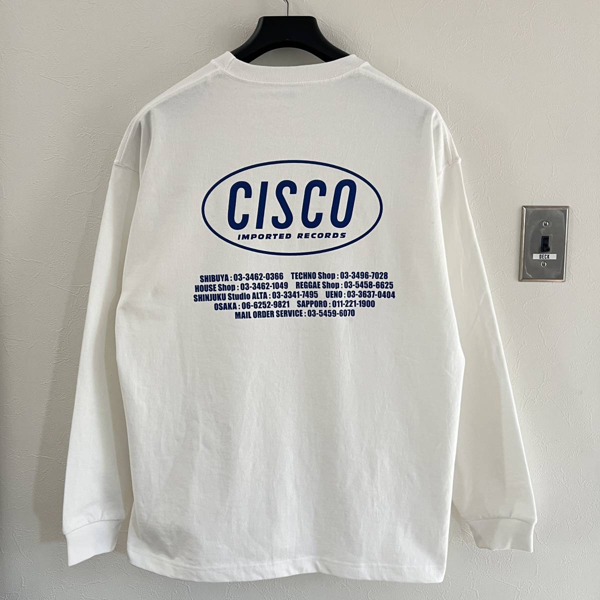 【CISCO RECORDS】シスコレコード　長袖Tシャツ　ホワイト/M　ロンT　9.1oz マグナムウェイト・ビックシルエット