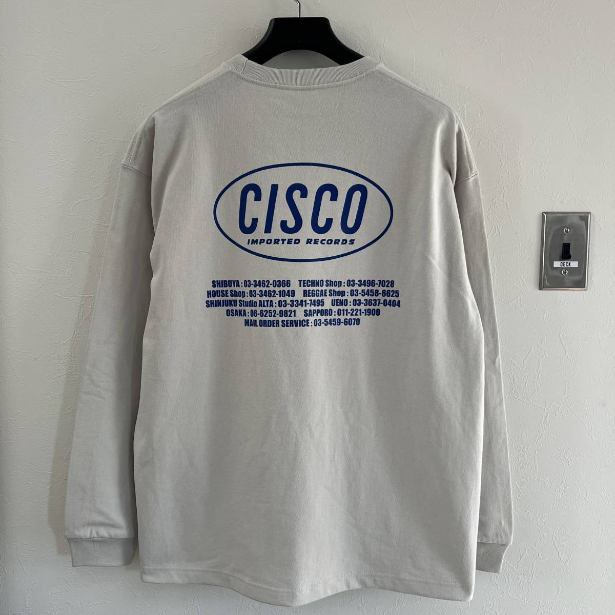 【CISCO RECORDS】シスコレコード　長袖Tシャツ　フロストグレー/L　ロンT　9.1oz マグナムウェイト・ビックシルエット