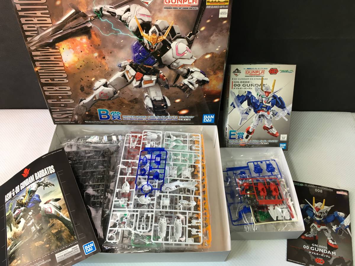 oaM952# 送料無料 未組立 一番くじ 機動戦士ガンダム 2022 B賞 E賞 2点セット　MGガンダムバルバトス/SDガンダム ダブルオーガンダム_画像2