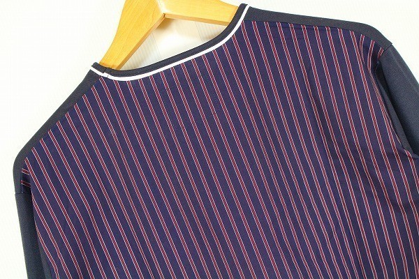 Mitsumine 1949 ミツミネ 美品近い トップス シャツ 2種類生地 長袖 薄手 前後模様違う 日本製 LL 紺 ネイビー メンズ [773596]_画像4