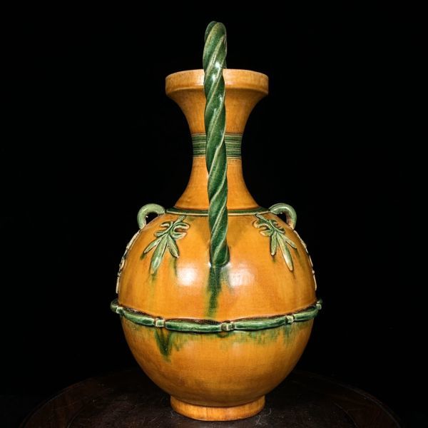 B 漢代彩色筒形壺 遺跡発掘品 陶器 素焼き 副葬品 中国 （B 漢代
