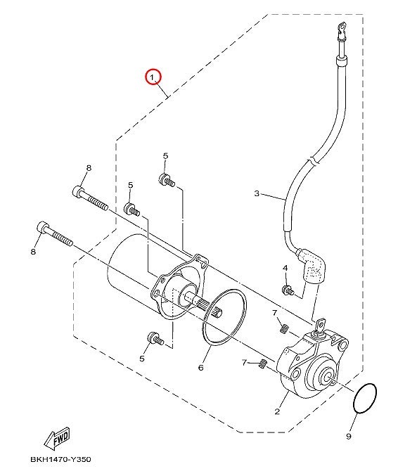 YAMAHA純正 FZ-X ['23-] スターティングモーターASSY #BKH-H1800-00_画像3