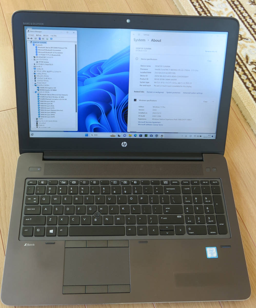 HP Zbook15 G3 / 15.6インチ IPS (FHD) / NVMe = 450GB / RAM = 24GB / core i7 / Nvidia QuadroM1000M / Windows 11 Pro_画像1