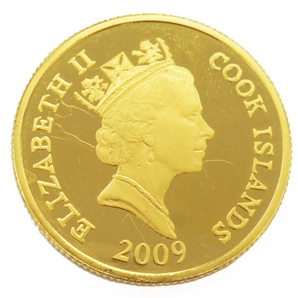 中古AB/使用感小 サンリオ ハローキティ35周年記念 カラー 金貨 純金 1/2オンス クック諸島 2009年 コイン 硬貨 貨幣 20436799_画像2