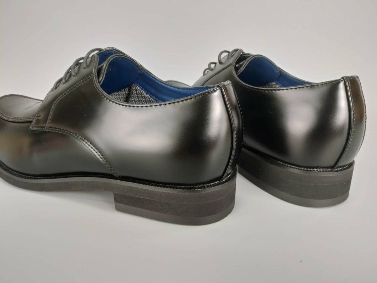 数量限定　ビジネスシューズ　紳士靴　Uチップレースアップ『ZN5002-BLK-245』24.5cm　＠ZINO（アットジーノ）幅広4E　撥水防水加工