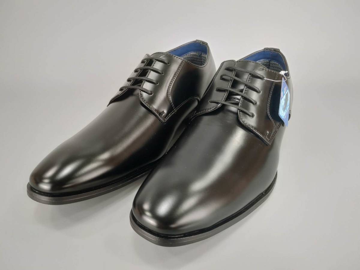 数量限定　ビジネスシューズ　紳士靴　プレーントゥ『ZN8212-BLK-245』24.5cm　＠ZINO（アットジーノ）幅広3E　撥水防水加工