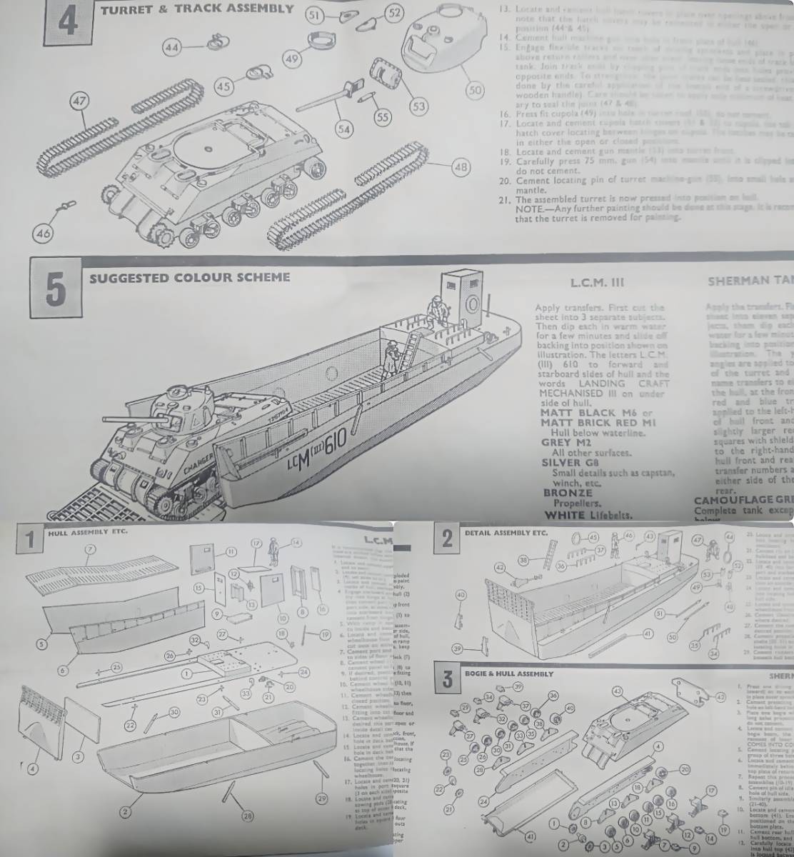 1970年代 エアフィックス LCMⅢ 戦車搭載 上陸用舟艇 M4 シャーマン 西ドイツ レオパルド セット AIRFIX 検索 mpc MATCHBOX マッチボックス_画像5