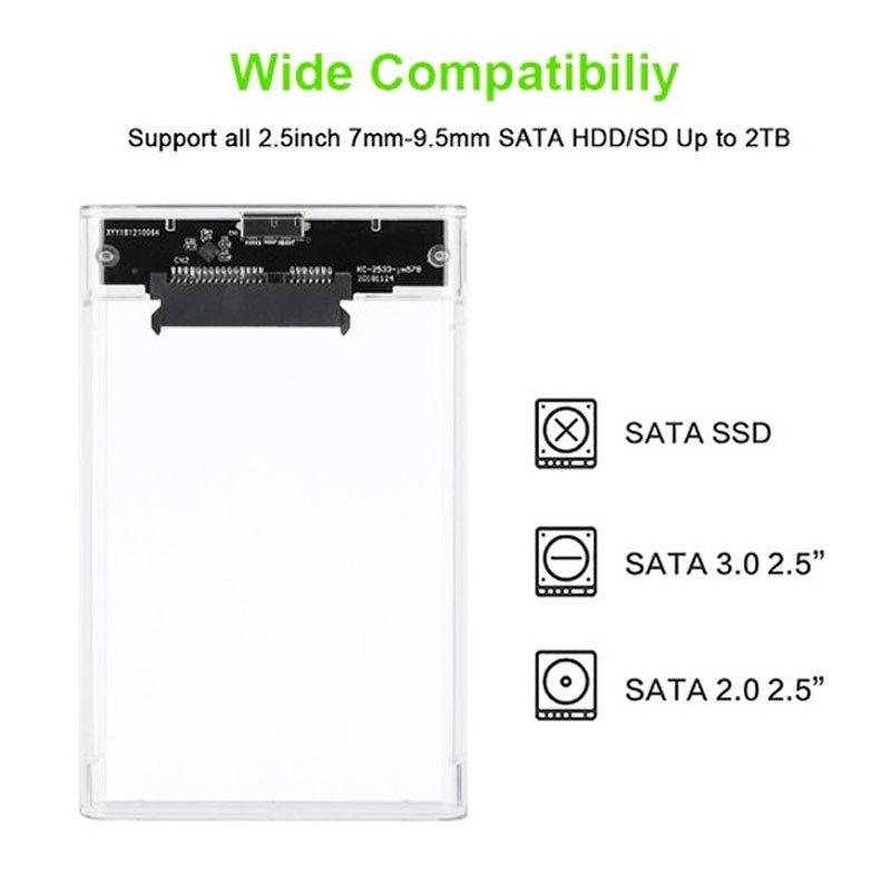 2.5インチ SSD HDD USB 3.0 外付けケース 透クリア 2個セット SATA UASP 工具不要 高速データ転送 5Gbps ポータブル Win Mac Linux 電源不_画像7