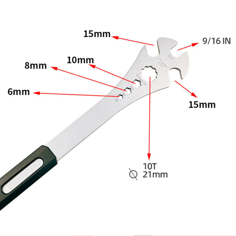 ペダルレンチ 自転車 バイク 工具 ペダル メンテナンス 取外し整備 修理 六角 スパナ マルチ 6in1 9/16 6mm 8mm 10mm 15mm 専用 薄型_画像7