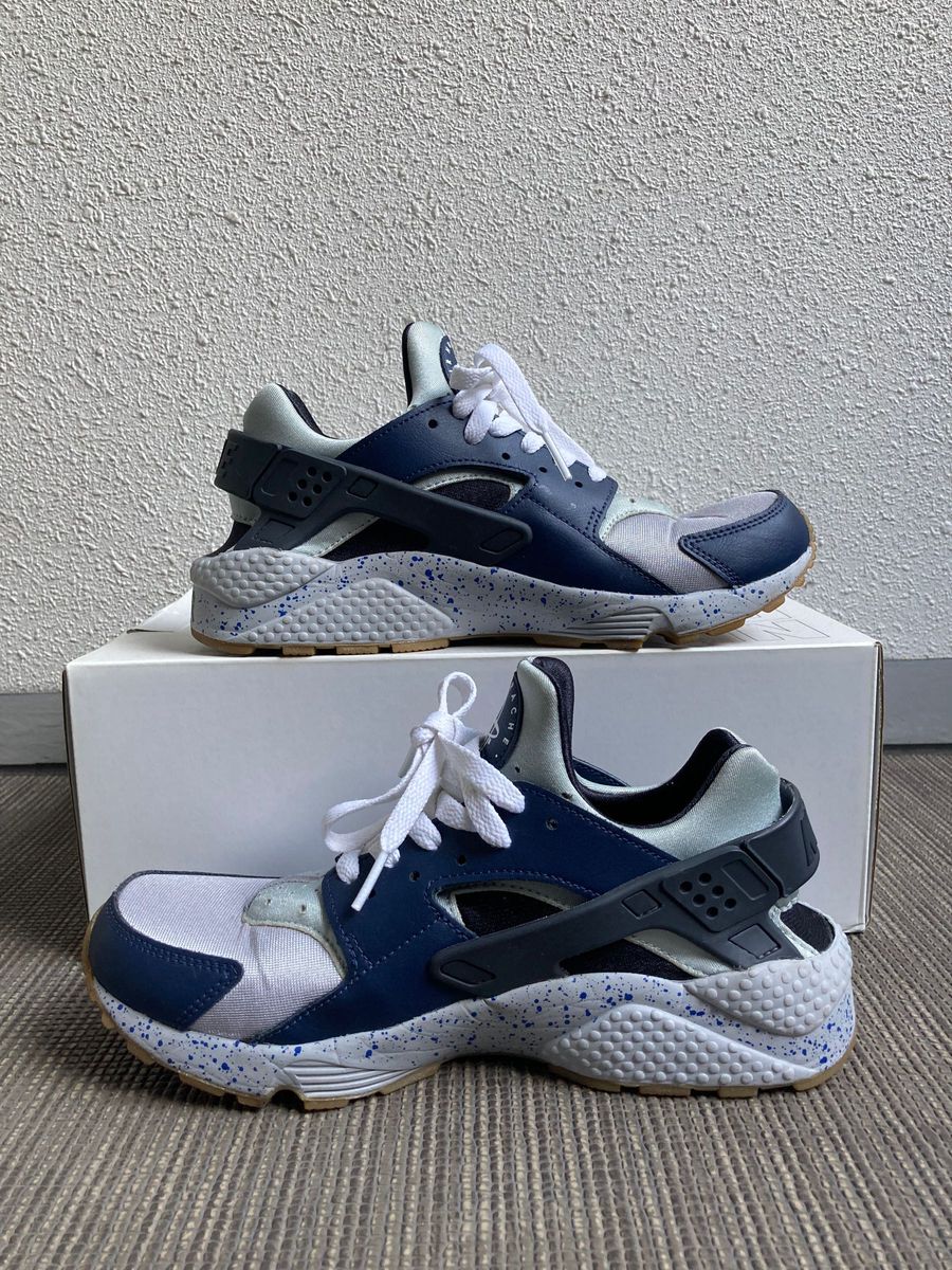 NIKE AIR HUARACHE 25.0 エアハラチ  ナイキ iD スニーカー ネイビー×シルバー 25cm