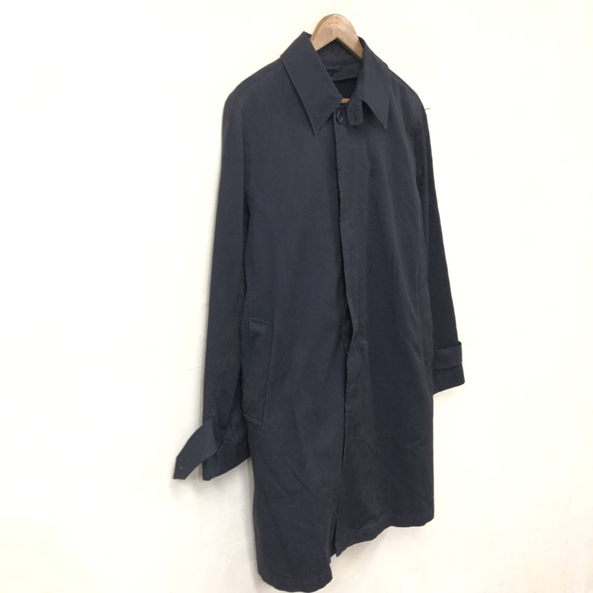 N341-F◆ blue work ブルーワーク ステンカラーコート ジャケット ベルト ライナー付 サンプル品◆size2 ウール ブラック 古着 メンズ 秋冬_画像5