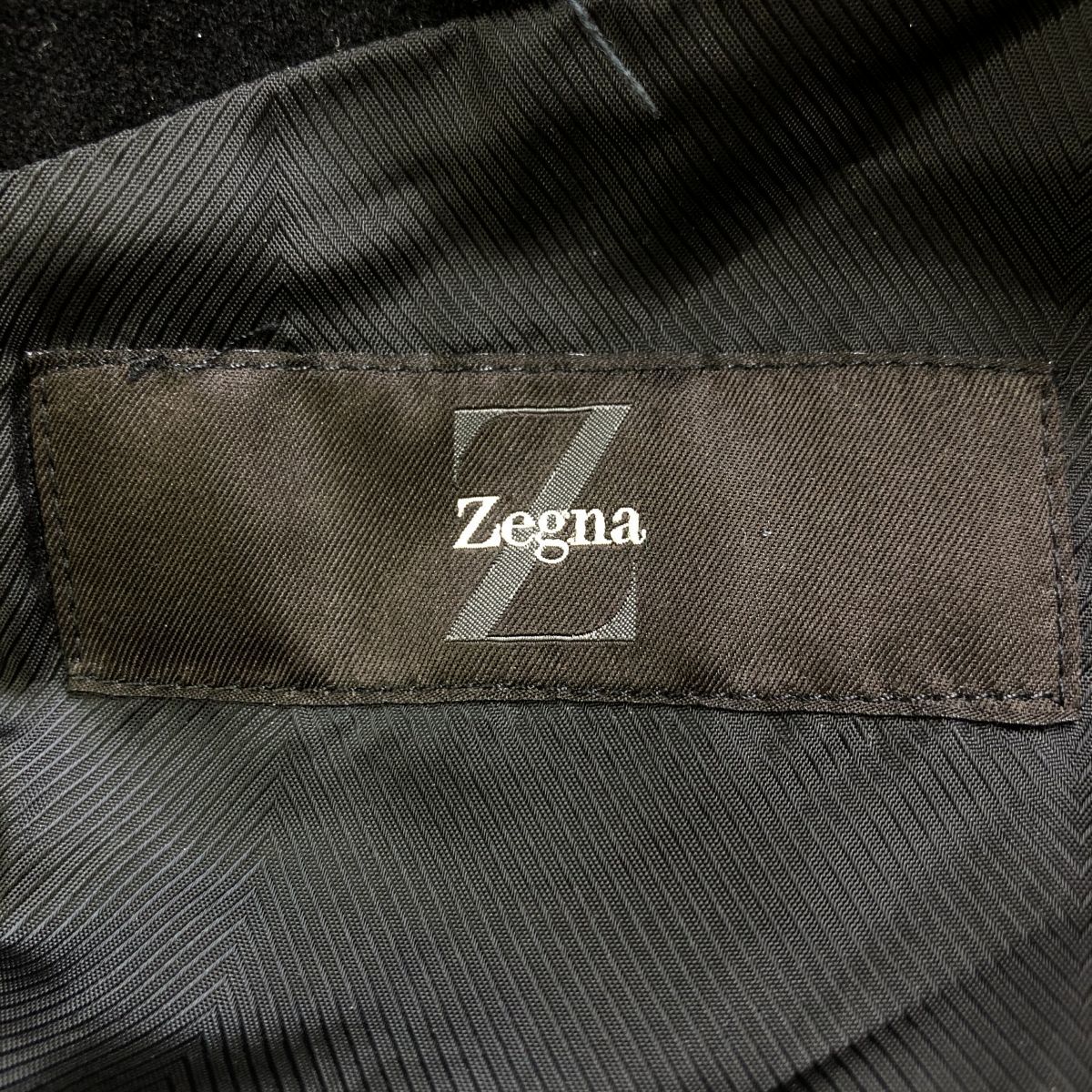 N85-T◆Zegna ゼニア ロングコート スウェード生地 ステッチ 胸ポケット 無地◆size48R ブラック 黒色 メンズ トップス 秋冬_画像8