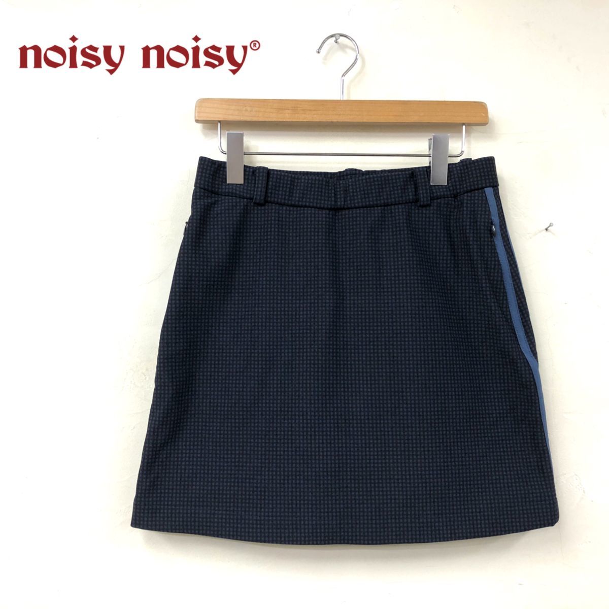 N468-W◆noisy noisy ノイジーノイジー ミニスカート インナーショートパンツ型 ゴルフウェア チェック柄◆size:42 ネイビー系 ナイロン 他_画像1