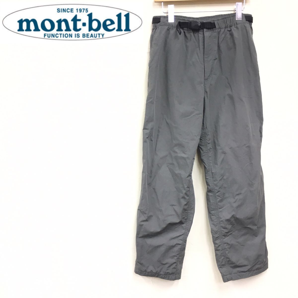 N1260-F◆ montbell モンベル トレッキングパンツ ボトムス ジッパーフライ ベルト ◆ sizeL グレー メンズ 古着 秋冬 アウトドア_画像1