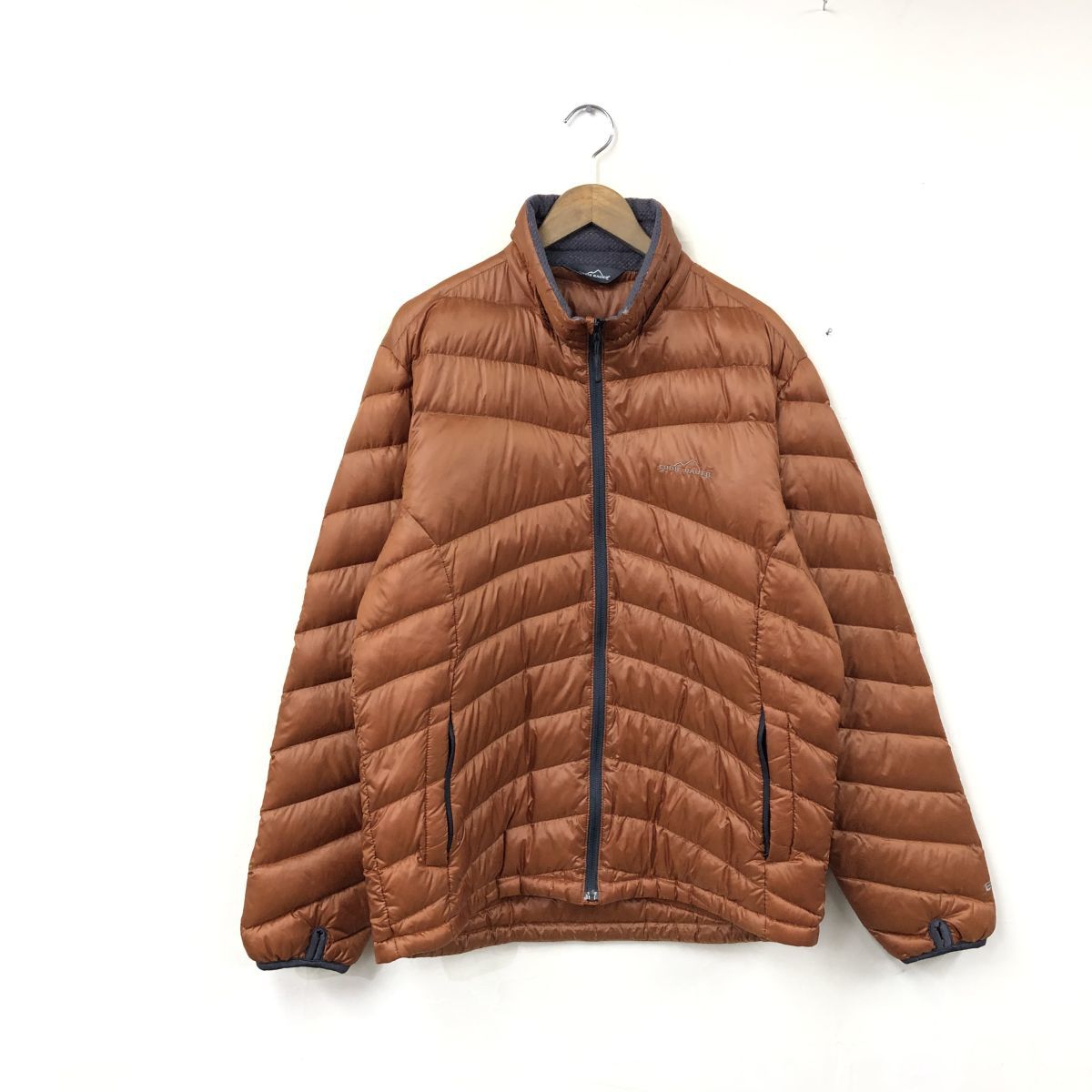 N1157-F-N◆ eddie bauer エディバウアー ダウンジャケット ジップアップブルゾン ◆ sizeM ナイロン100 オレンジ 古着 メンズ 秋冬_画像2