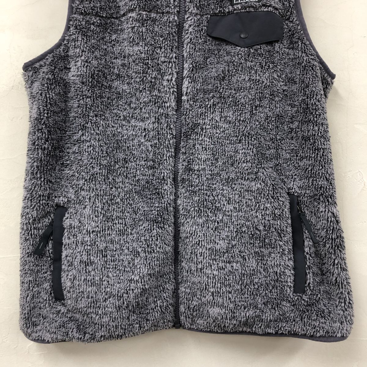 N1327-W-N◆L.L.Bean エルエルビーン ボアベスト ジップアップ もこもこ 防寒 カジュアル アウトドア◆size:S グレー系 ポリエステル100_画像4