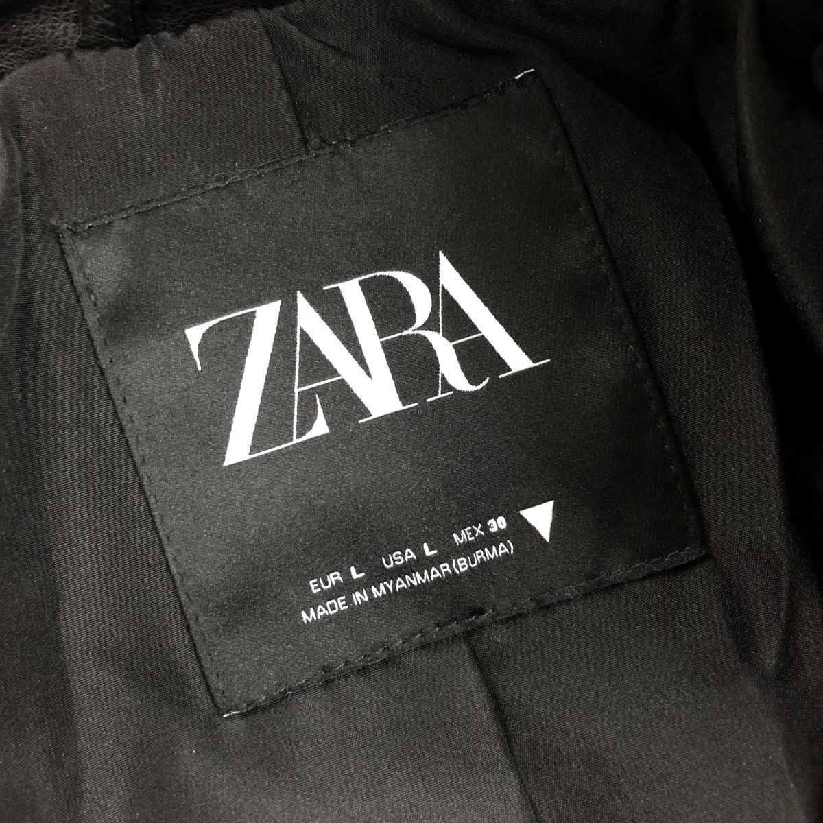 N2260-F-N◆ 美品 ◆ ZARA ザラ レザージャケット ライダース 総裏 ◆ sizeL ポリウレタン100 ブラック 古着 レディース 秋冬_画像7