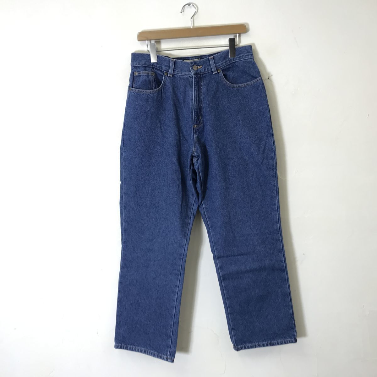 N2154-N◆old◆ L.L.Bean エルエルビーン デニムパンツ 裏地あり ワイド 厚手 ◆ size14REG ブルー系 裏チェック コットン100_画像2