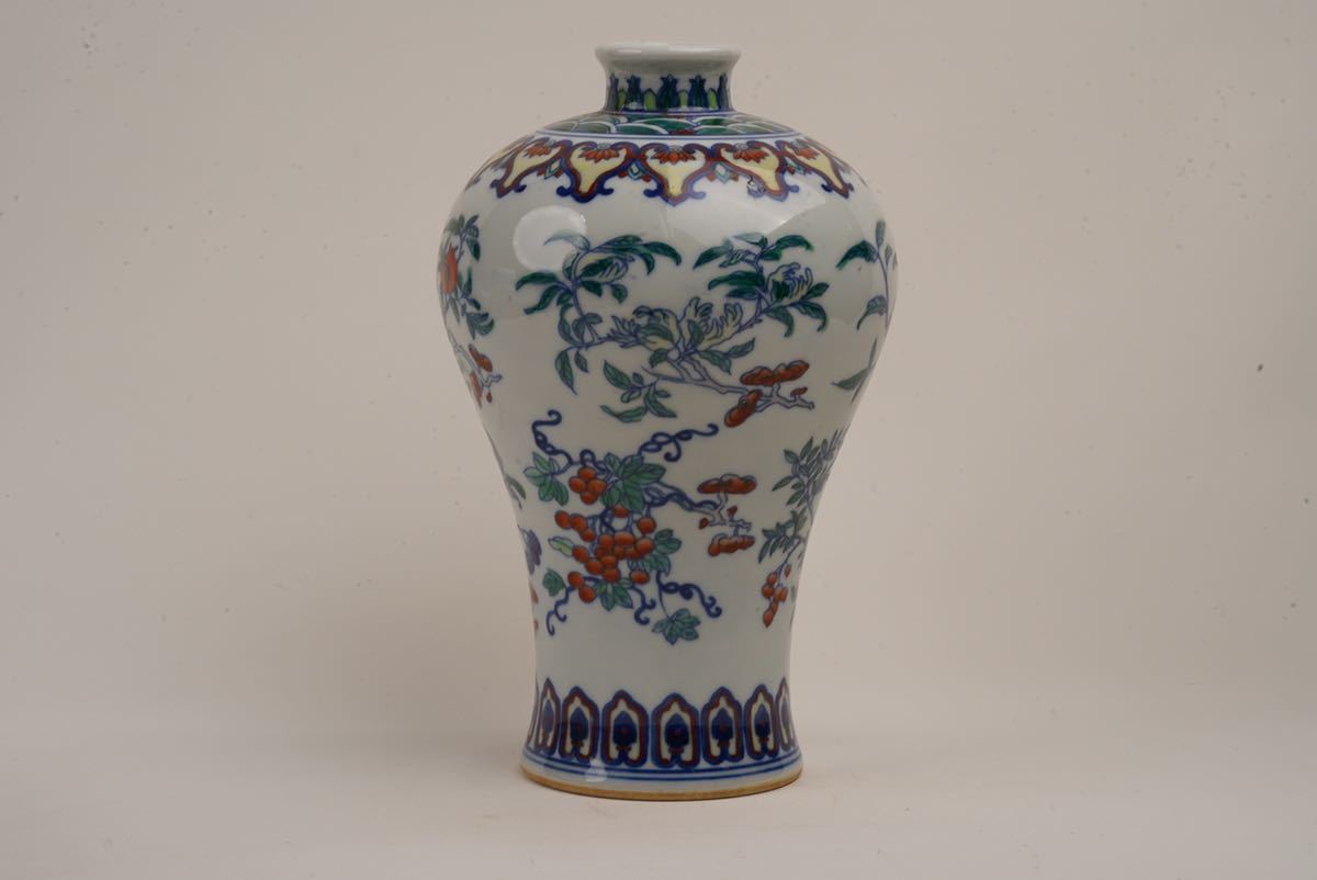 中国 古美術 粉彩 唐草 梅瓶 大清雍正年製 清時 中国美術 時代物