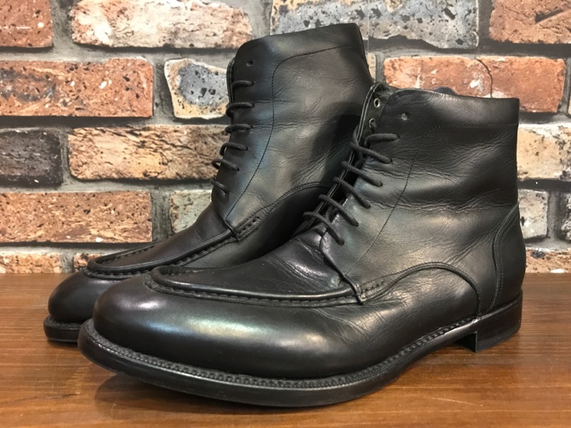 G211 мужской ботинки alfredo BANNISTER кожа популярный модный черный плетеный вверх гонки выше маленький размер / примерно 25.0cm