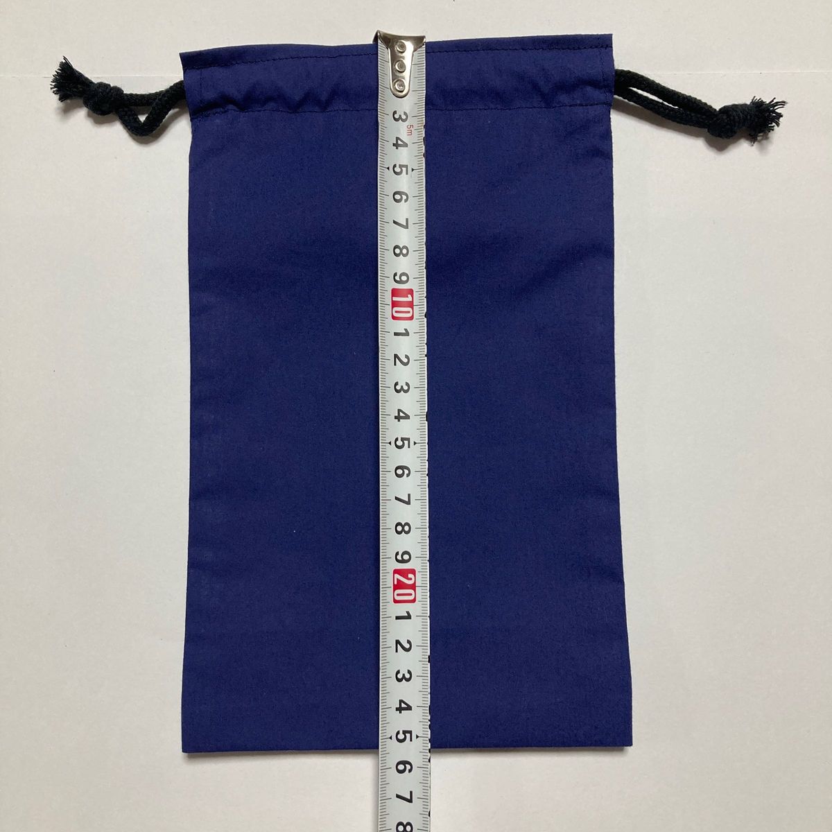 シンプルネイビーの縦長巾着袋A12 ハンドメイド