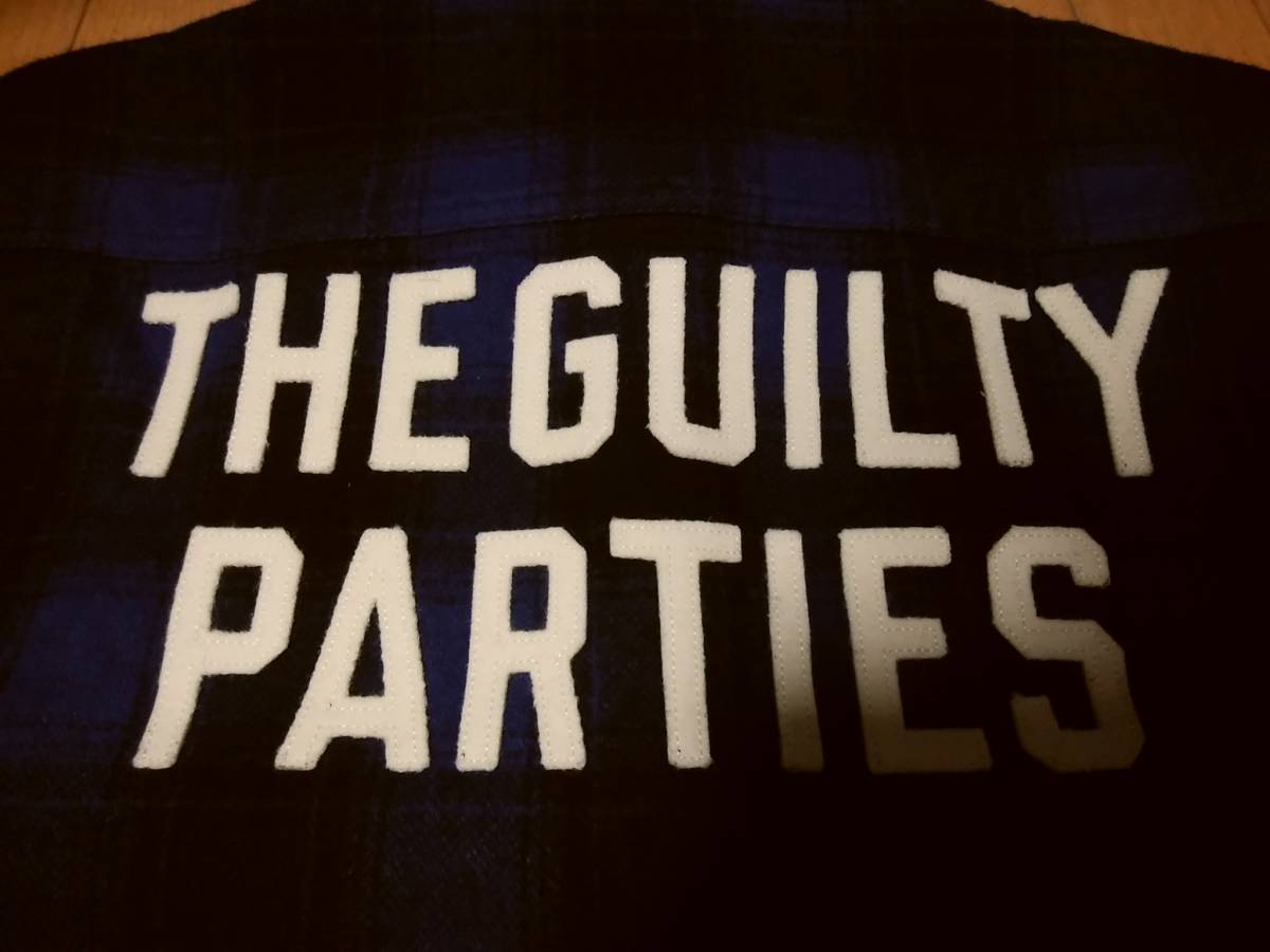 【WACKO MARIA ワコマリア】チェック柄ウールワークシャツM 日本製 「THE GUILTY PARTIES」文字ワッペン刺繍デザイン入り 人気アイテム_文字ワッペン刺繍デザイン入り