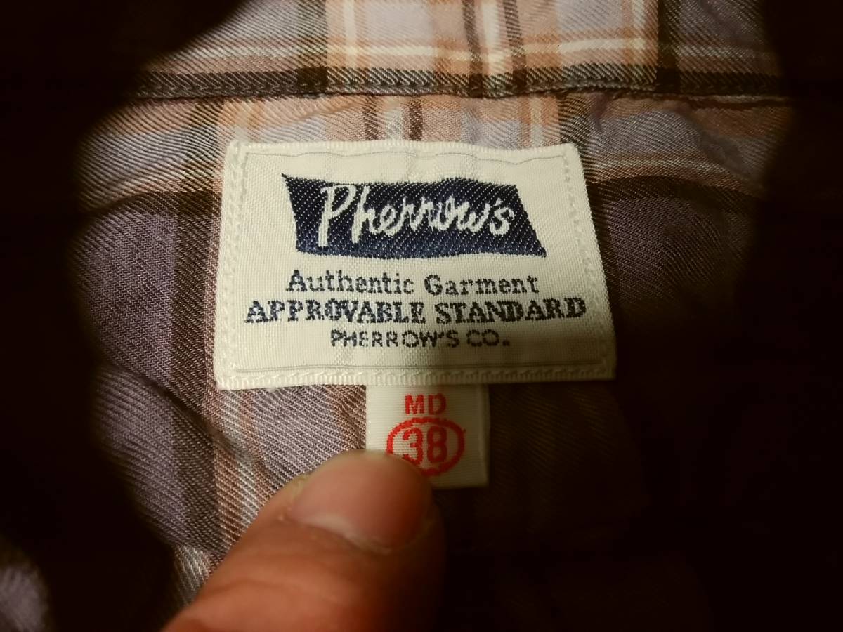 【Pherrow's フェローズ】半袖チェックシャツ38・M 日本製 人気アイテムの画像3