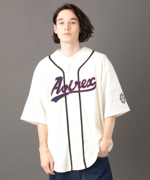 【AVIREX アヴィレックス】ベースボールシャツL 「【直営店限定】メッシュ ベースボール シャツ」 人気アイテム