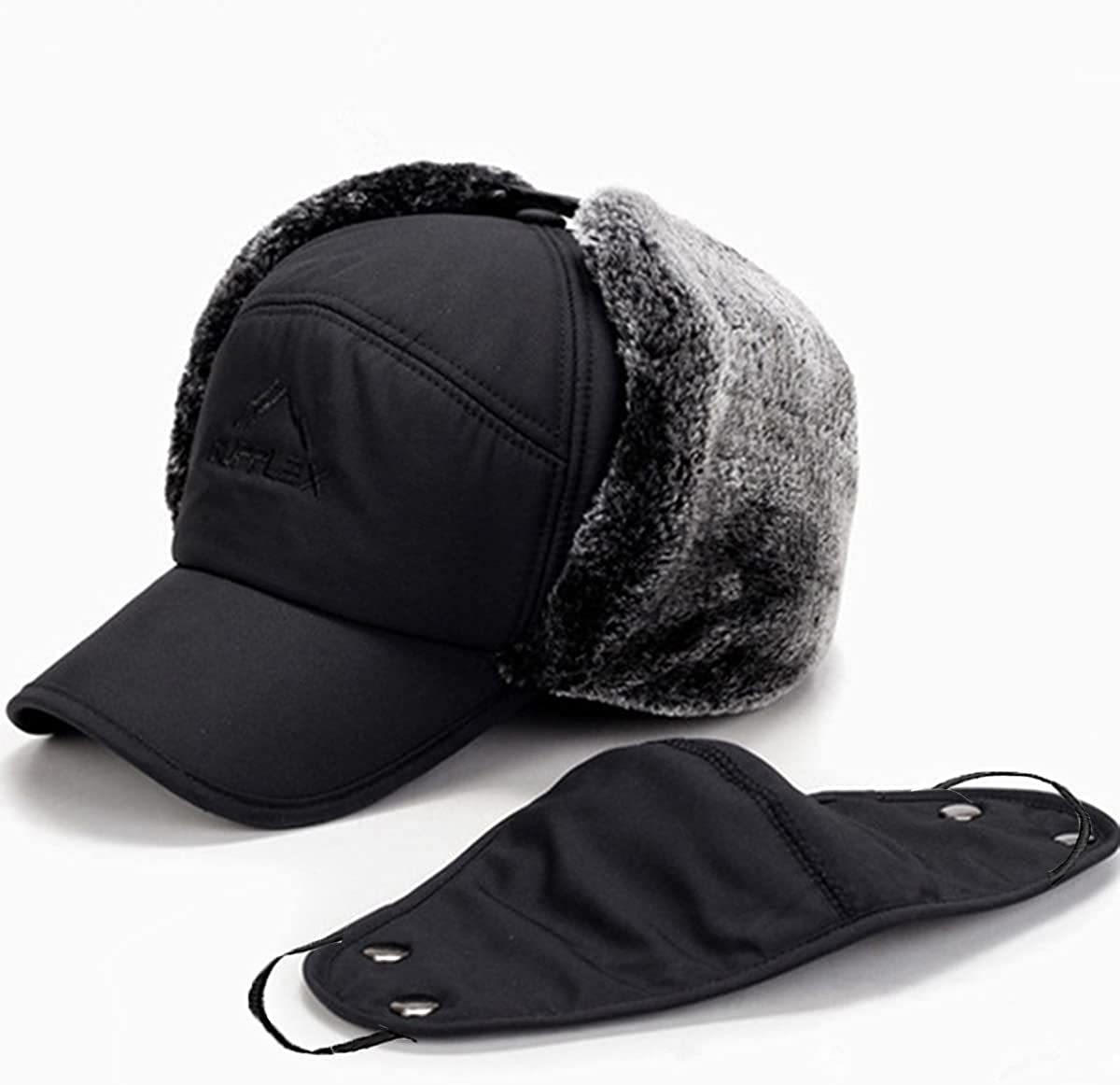 【ブラック色】ロシア 帽子 飛行帽 耳あて付き帽子 防寒帽子 耳付き 男女兼用_画像2