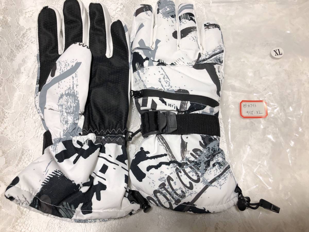 スキーグローブ 手袋 防水保温防寒 スマホ対応雪遊び(サイズ：XL ホワイト色)_画像8