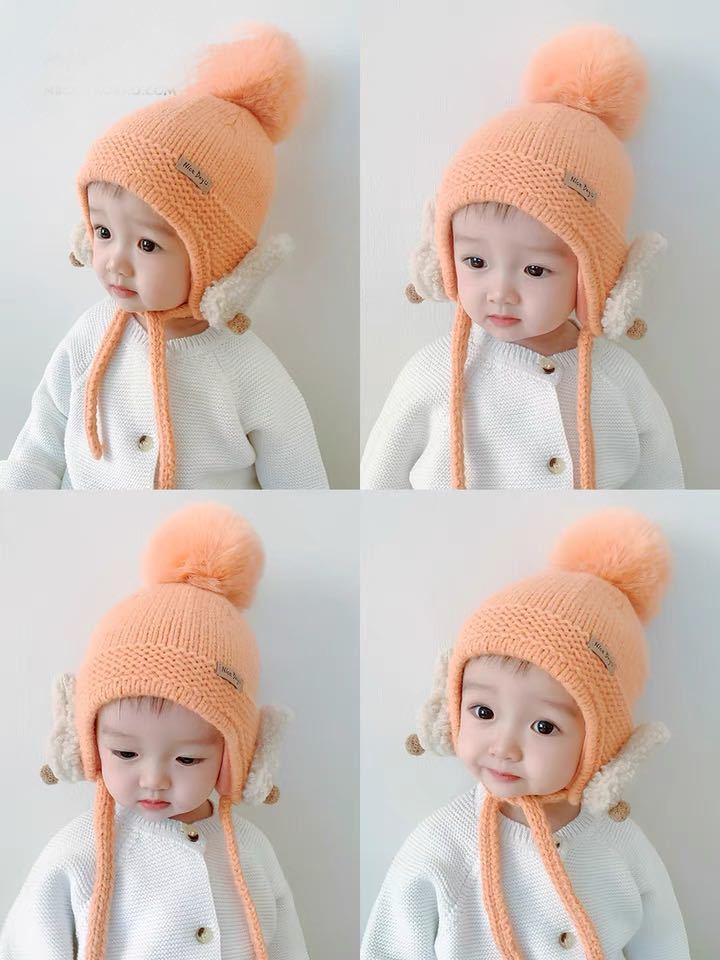  детская шляпа вязаная шапка Kids детский шляпа наушники защищающий от холода шляпа осень-зима baby защищающий от холода девочка зимний шляпа ( цвет : orange цвет )E06